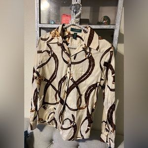 Ralph Lauren Women Shirt:”; Size: PM; Color: Brown/Tan; Used